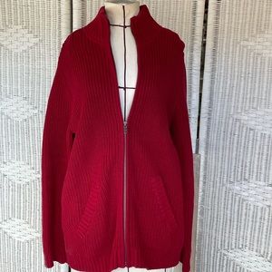 Jones New York 100% cotton zippered sweater.  Deep red size M.